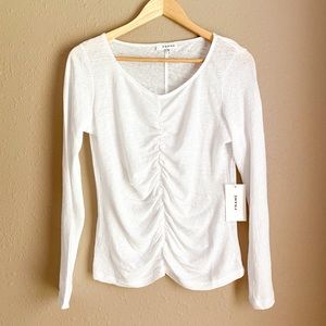 NWT FRAME denim white long sleeve blouse